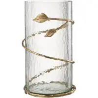 J-Line Vase leaf long glass/iron transparent/gold