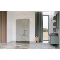 FortiFura Galeria Vrijstaande Inloopdouche - 90x200cm - Rookglas - antikalk - 8mm veiligheidsglas - wandsteunen - Chroom SW927766 2x/SW797938
