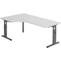 Hjh OFFICE PRO MEGA 82 G - Hout 200 x 120 C-Voet Zwart Tafelhoogte I In hoogte verstelbaar Grijs/Grafiet
