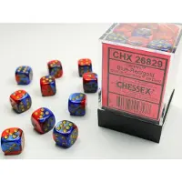 Chessex Gemini Blauw-Rood/goud D6 12mm Dobbelsteen Set (36 stuks)