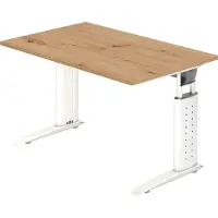 Froschkönig24 VUS Hoogteverstelbaar Bureau Rechthoekig Eiken C-Voet 1,200 (B) x 800 (D) x 860 (H) mm Spaanplaat, Staal