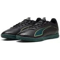 Puma Ultra 6 Play Zaalvoetbalschoenen (IN) Zwart Donkergroen Lichtgroen