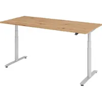 Hammerbacher Bureau XDLR elektrisch in hoogte verstelbaar 180 x 80 Essen-Eik - Zilver
