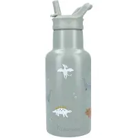 Kidzroom Small Talk - Schoolbeker en Drinkfles - 350ml - Stainless Steel - Dino's - Groen