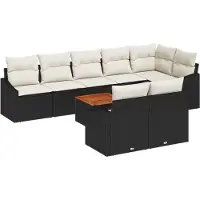 vidaXL Tuinset met 9 delen, zwart en crème, van polyrotan