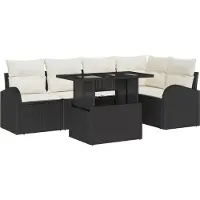 vidaXL Tuinbank Set 6 st 5-Aantal zitplaatsen Zwart Poly rattan