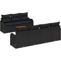 vidaXL Tuinset met 8 zitplaatsen, zwart, van polyrotan