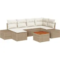 vidaXL Tuinset, 7-delig, beige en wit