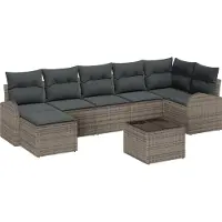 vidaXL Tuinbank Set 8 st Grijs [Synthetisch]: Poly Riet