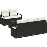 vidaXL Tuinbank Set 6 pcs Zwart en Crème 55 x 55 x 37 cm poly rattan