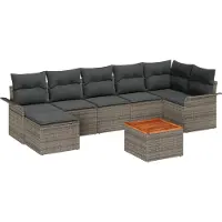 vidaXL Tuinbank Set 8 st Grijs poly rattan