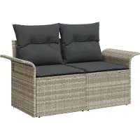 vidaXL Tuin Sofa met kussen Lichtgrijs 141 x 62 x 69cm poly rattan
