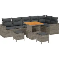 vidaXL Tuinbank Set 9 st Grijs poly rattan