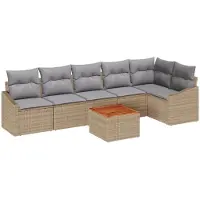 vidaXL Tuinbank Set 7 st Beige en Lichtgrijs poly rattan