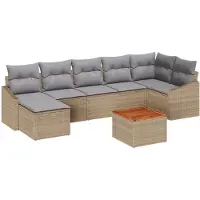 vidaXL Tuinbank Set 8 st Beige en Lichtgrijs poly rattan