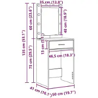 vidaXL Kaptafel Bruin Eiken 50 x 41 x 135 cm Bewerkt hout