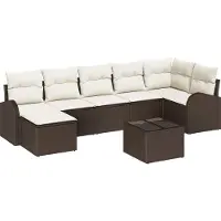 vidaXL Tuinbank Set 8 st Bruin [Synthetisch]: Poly Riet