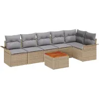 vidaXL Tuinbank Set 7 st 6-Aantal zitplaatsen Beige en Lichtgrijs