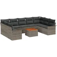 vidaXL Tuinbank Set 10 st 9-Aantal zitplaatsen Grijs poly rattan