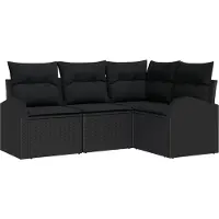 vidaXL Tuinset met 4 zitplaatsen, zwart, van polyrotan