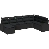 vidaXL Tuinset met 8 zitplaatsen, zwart [Synthetisch]: Polyrotan
