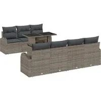 vidaXL Tuinbank Set 8 st Grijs Poly Riet