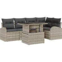 vidaXL Tuinbank Set 6 st 5-Aantal zitplaatsen Lichtgrijs Poly rattan