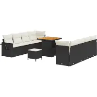vidaXL Tuinbank Set 11 st Zwart Poly rattan