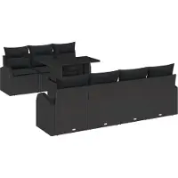 vidaXL Tuinbank Set 8 st Zwart Poly Riet