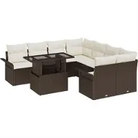vidaXL Tuinbank Set 9 st Bruin [Synthetisch]: Poly Riet