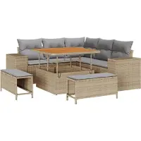 vidaXL Tuinbank Set 8 st Beige poly rattan