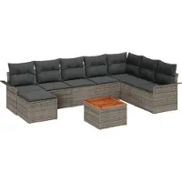 vidaXL Tuinbank Set 9 st Grijs poly rattan