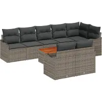 vidaXL Tuinbank Set 9 st Grijs poly rattan