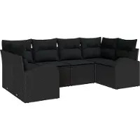 vidaXL Tuinbank Set 6 st Zwart [Synthetisch]: Poly Riet