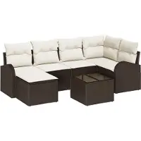 vidaXL Tuinbank Set 7 st Bruin poly rattan