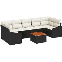 vidaXL Tuinset met 8 zitplaatsen, zwart en crème, van polyrotan