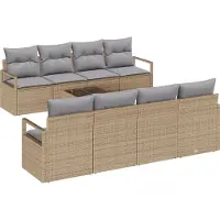 vidaXL Bankstel 7 st 6-Aantal zitplaatsen Beige en Grijs poly rattan
