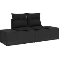 vidaXL Tuinset met 7 zitplaatsen, zwart, van polyrotan
