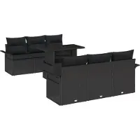 vidaXL Tuinbank Set 7 st Zwart [Synthetisch]: Poly Riet