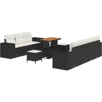vidaXL Tuinset met 10 stukken, zwart, van polyrotan