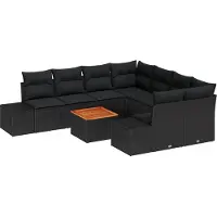 vidaXL Tuinbank Set 9 st Zwart poly rattan