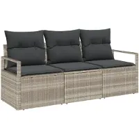 vidaXL Bankstel 3 st Lichtgrijs poly rattan