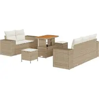 vidaXL Tuinbank Set 8 pcs Beige poly rattan