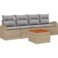 vidaXL Tuinset met 5 zitplaatsen. Beige en lichtgrijs, gemaakt van polyrotan