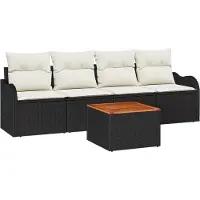 vidaXL Tuinbank Set 5 st 4-Aantal zitplaatsen Zwart en Crème