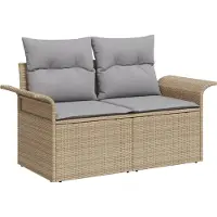 vidaXL Tuin Sofa met kussen Beige 141 x 62 x 69cm poly rattan
