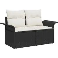 vidaXL Tuin Sofa met kussen Zwart 141 x 62 x 69cm poly rattan
