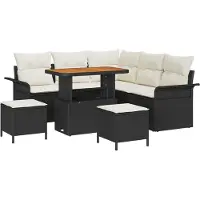 vidaXL Tuinbank Set 8 st 7-Aantal zitplaatsen Zwart en Crème