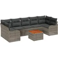 vidaXL Tuinbank Set 8 st Grijs poly rattan