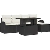 vidaXL Tuinbank Set 6 st Zwart Poly rattan